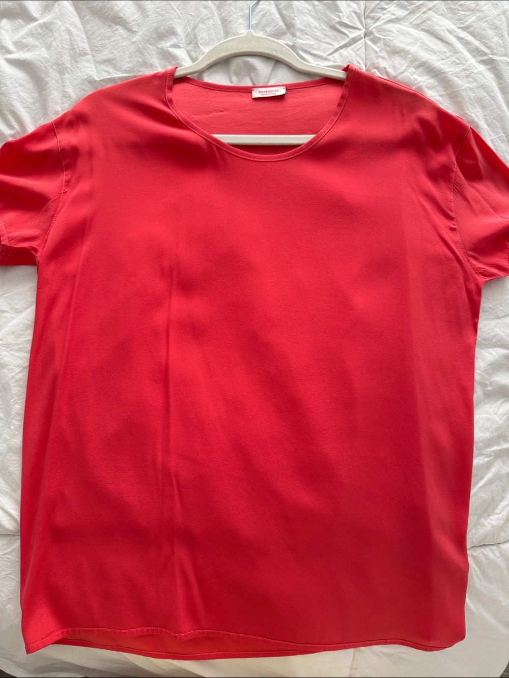 Rossopuro Coral Silk Crewneck Blouse